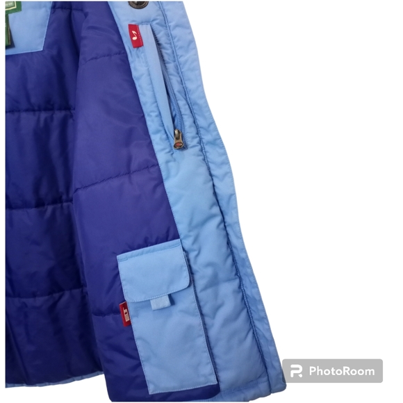 LL Bean Ski Snow Size Medium Light and Dark Blue Colorblock Hooded Ski Snow Coat - Picture 5 of 16